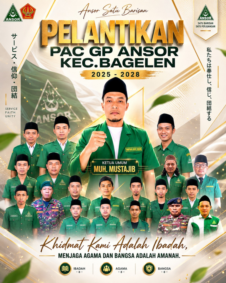 Pelantikan PAC GP Ansor Bagelen Bakal Digelar Bersamaan Pengajian Ahad Pon MWCNU
